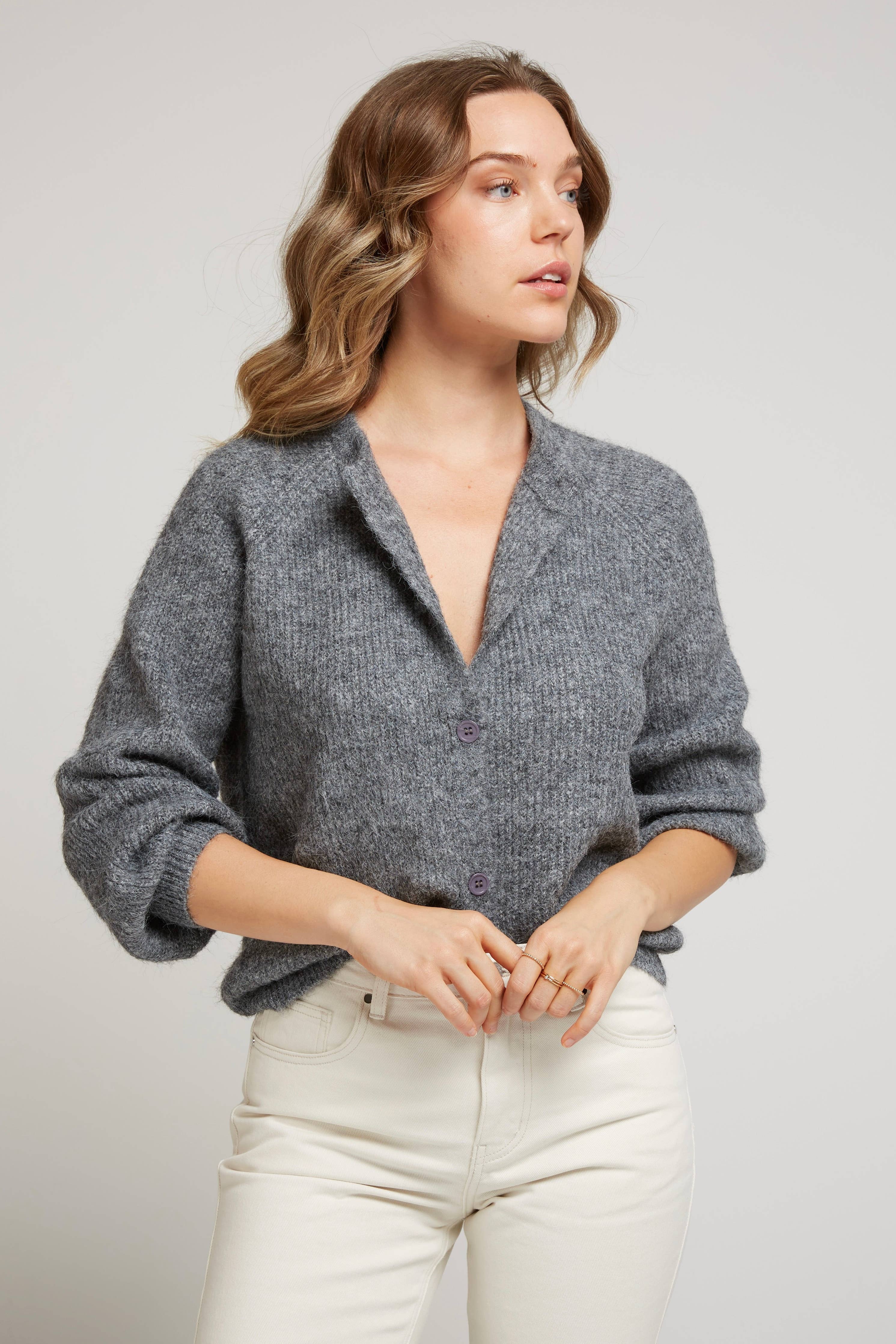 Misty Grove Cardigan  soft gray knitted cardigan