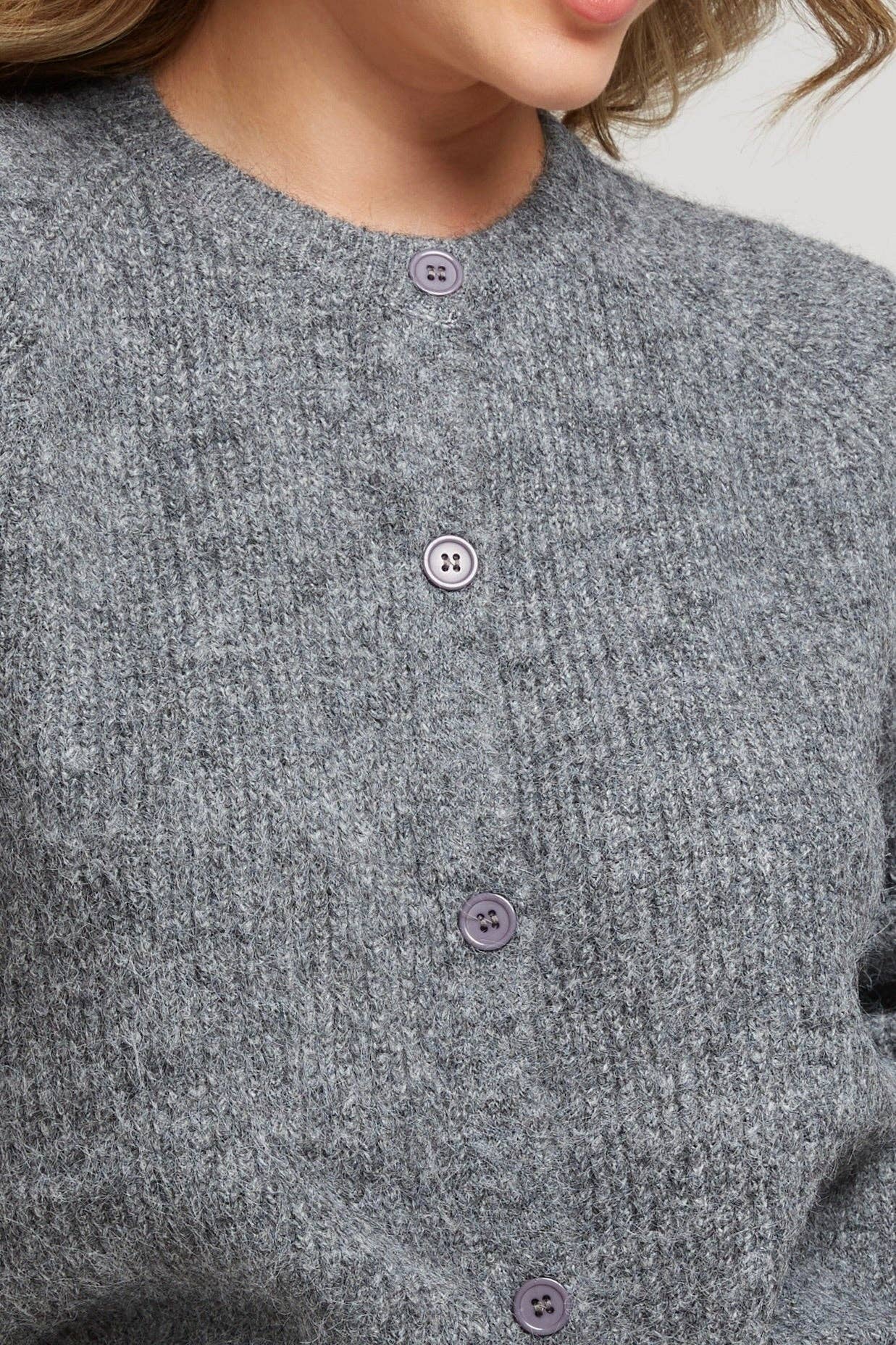 Misty Grove Cardigan  soft gray knitted cardigan