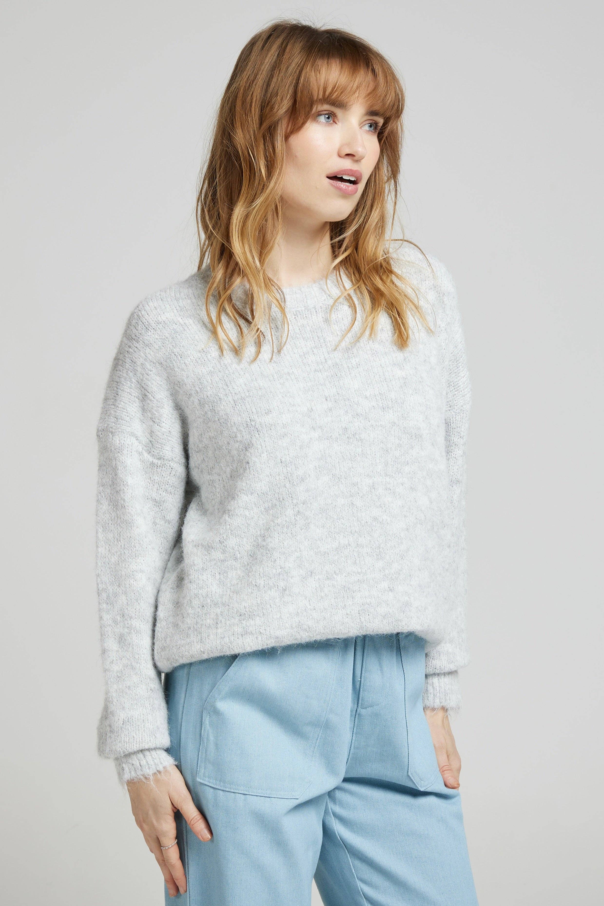 Soft Grey Sweater crew neckline