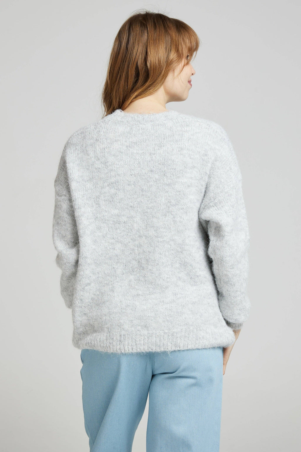 Soft Grey Sweater crew neckline
