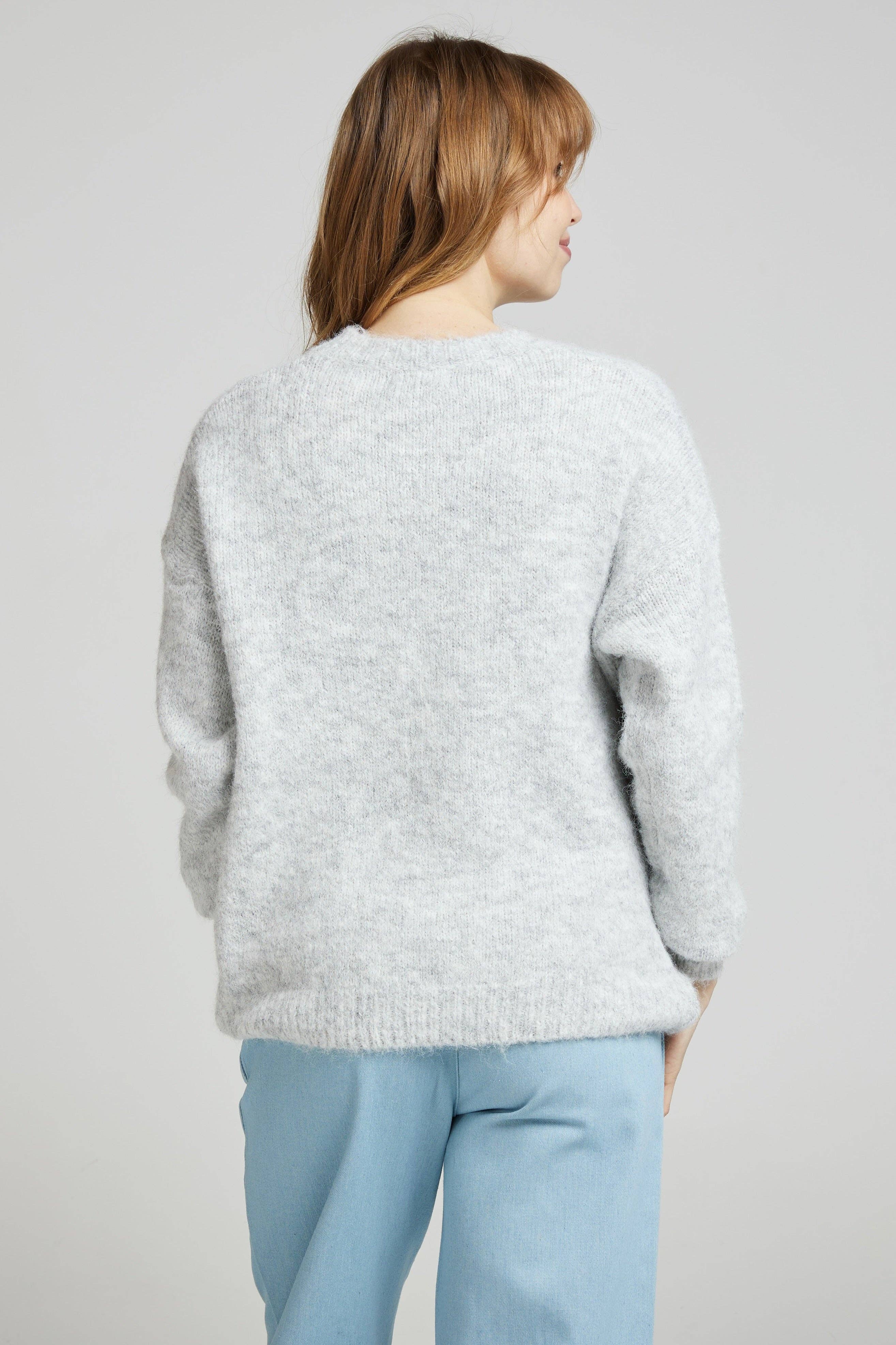 Soft Grey Sweater crew neckline