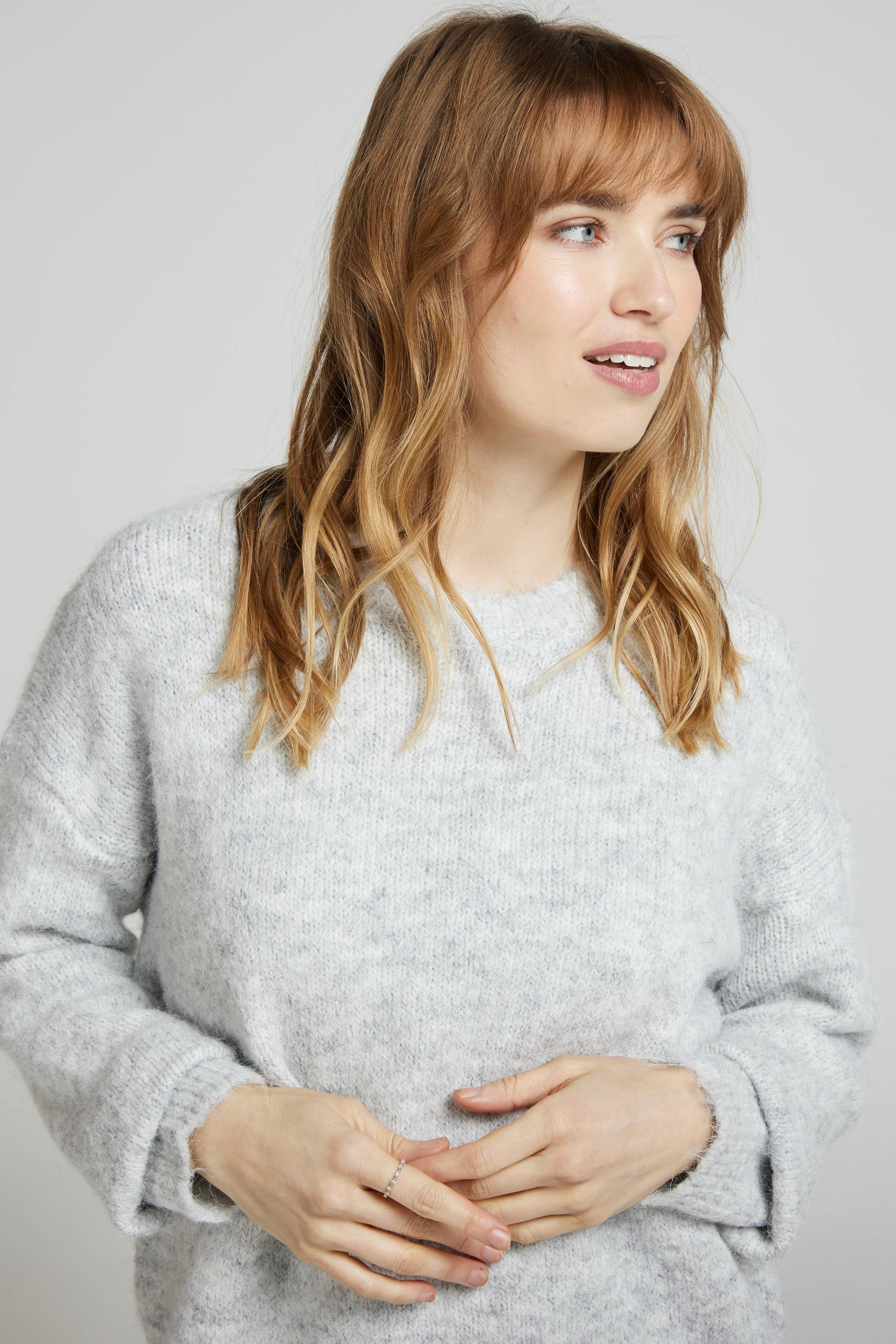 Soft Grey Sweater crew neckline