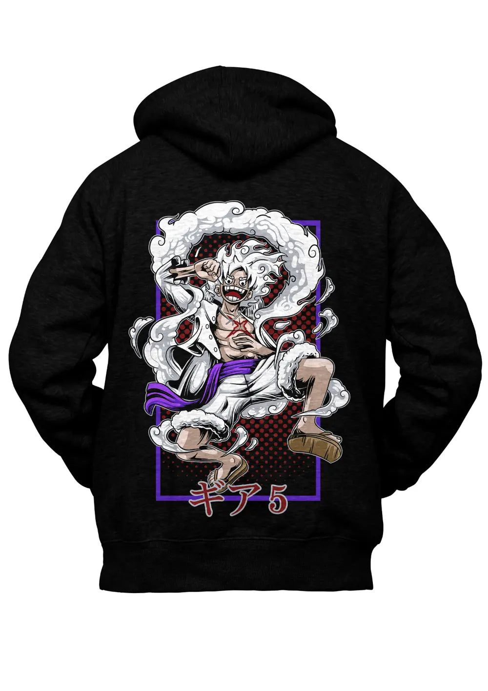 Felpa con Cappuccio Retro Monkey D Luffy Rubber Gear 5 One Piece Anime-1